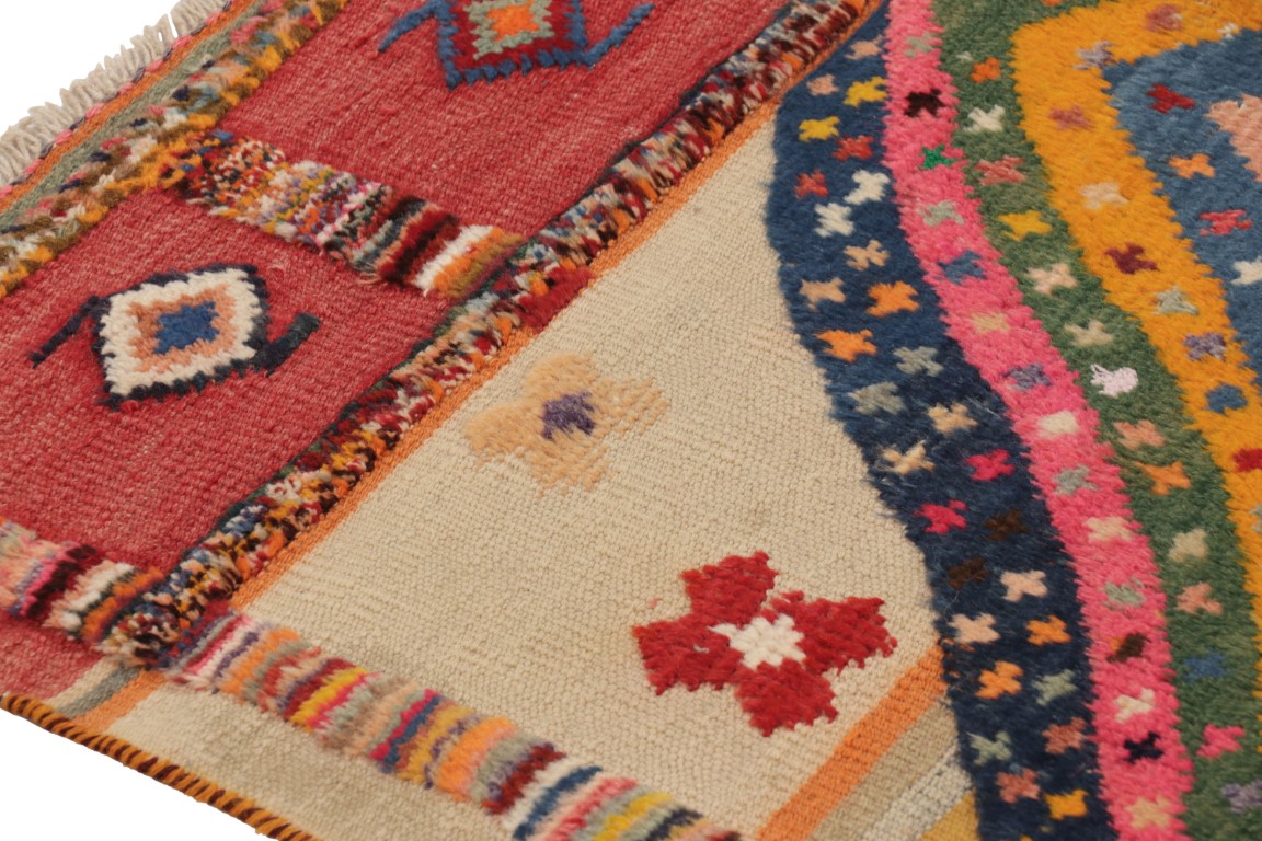 Vibrant Vintage Persian Gabbeh Rug, High-Low Pile