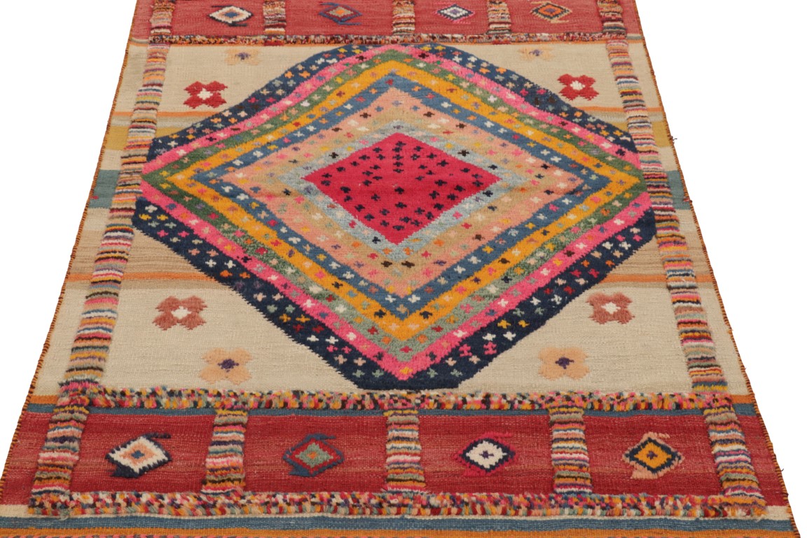 Vibrant Vintage Persian Gabbeh Rug, High-Low Pile
