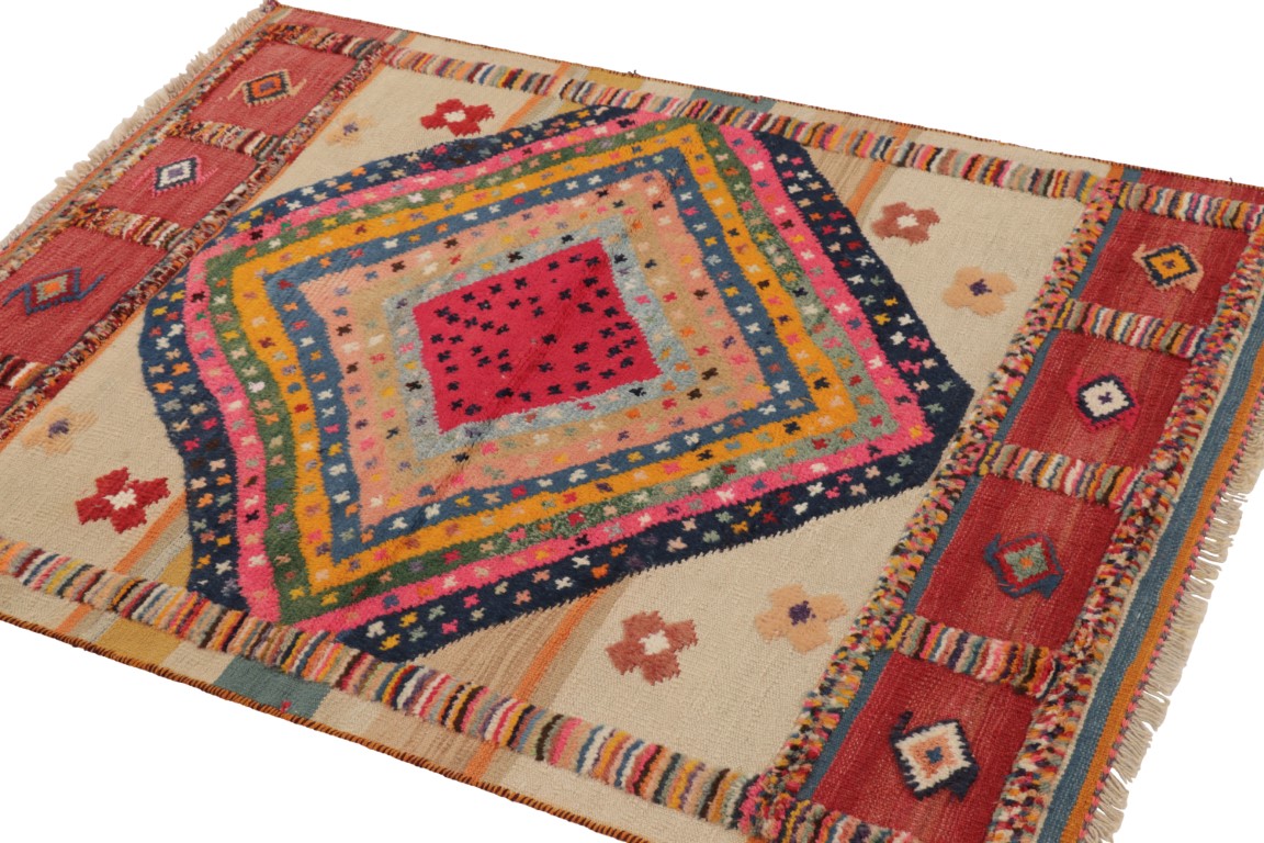 Vibrant Vintage Persian Gabbeh Rug, High-Low Pile