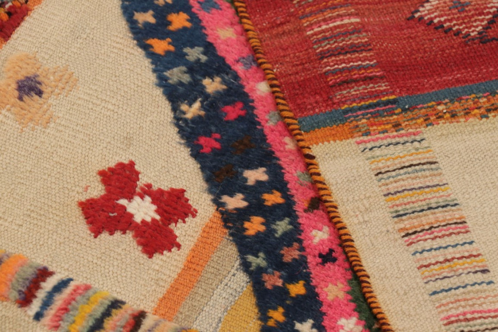 Vibrant Vintage Persian Gabbeh Rug, High-Low Pile