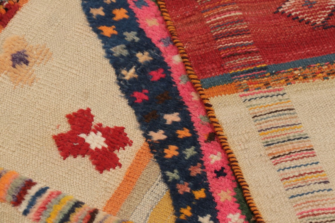 Vibrant Vintage Persian Gabbeh Rug, High-Low Pile
