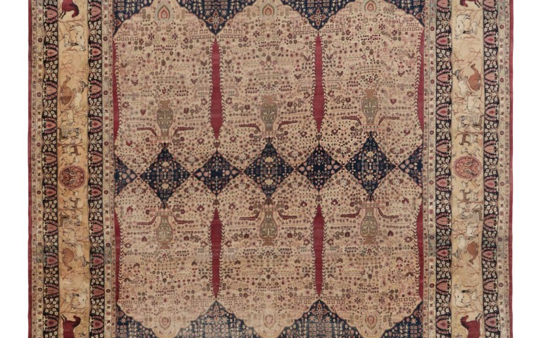 Oversized Antique Kerman Persian Floral Rug