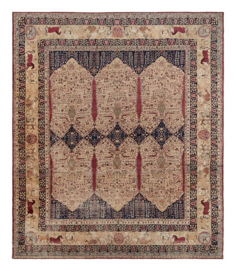 Oversized Antique Kerman Persian Floral Rug