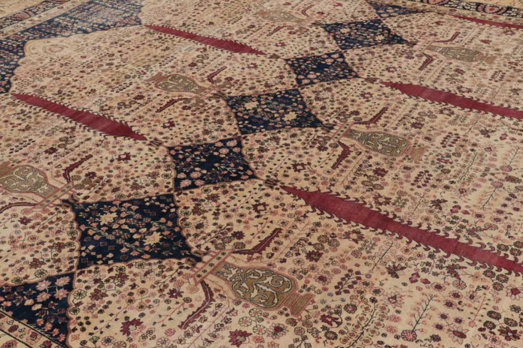 Oversized Antique Kerman Persian Floral Rug