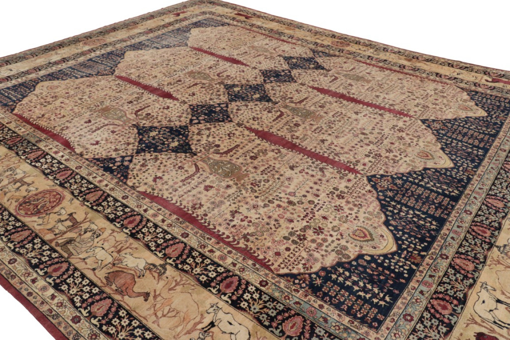 Oversized Antique Kerman Persian Floral Rug