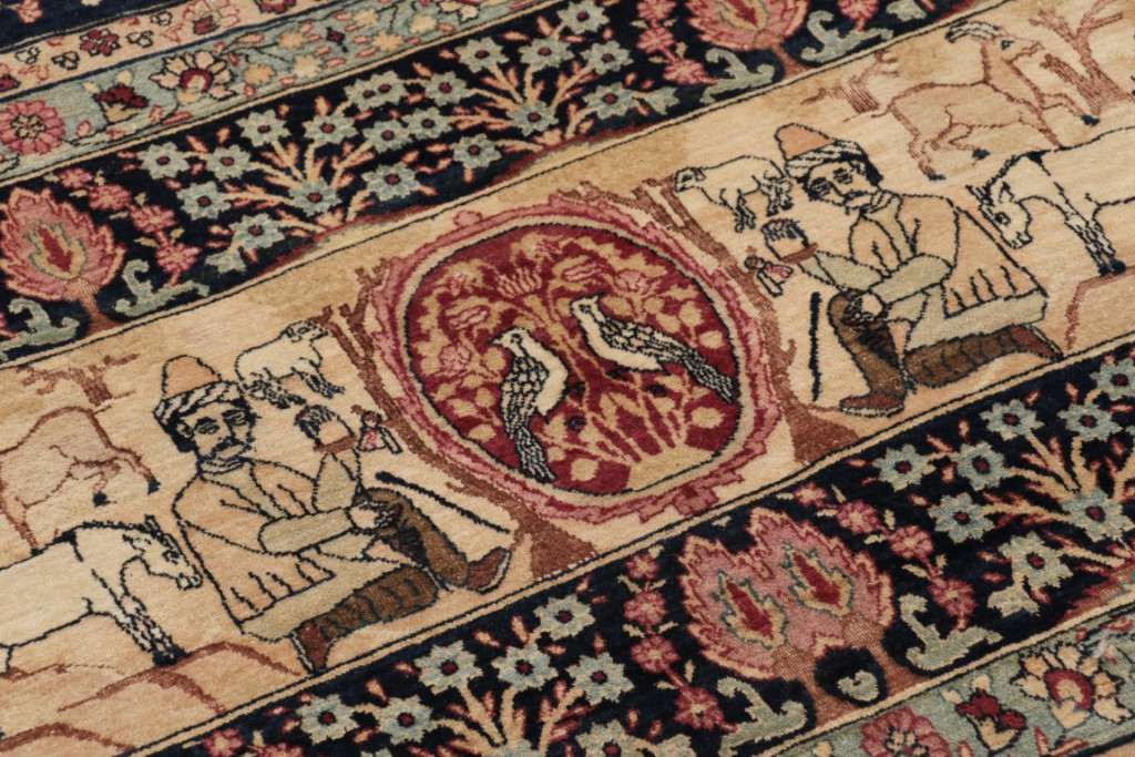 Oversized Antique Kerman Persian Floral Rug