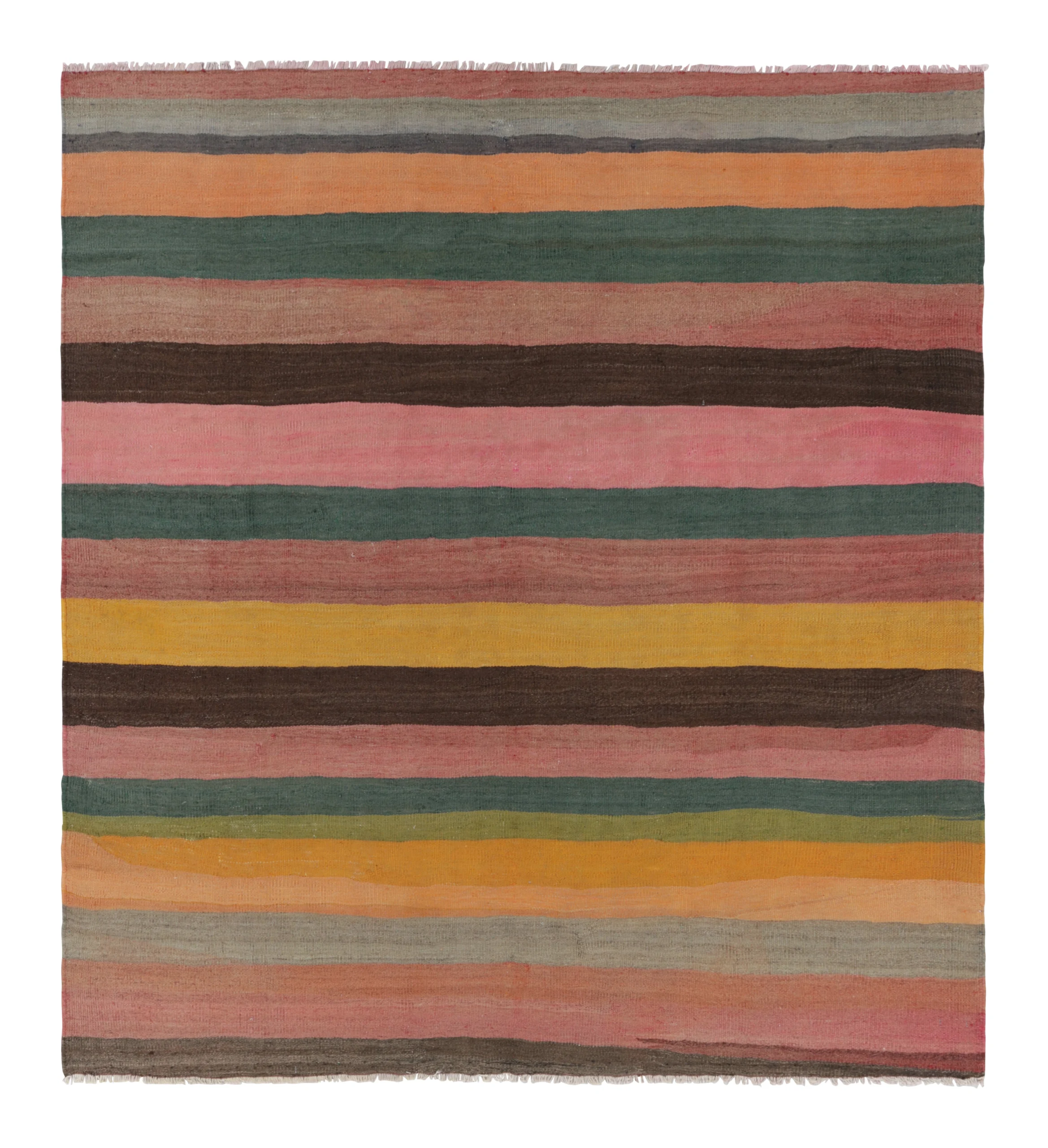 Vintage Shahsavan Striped Square Kilim