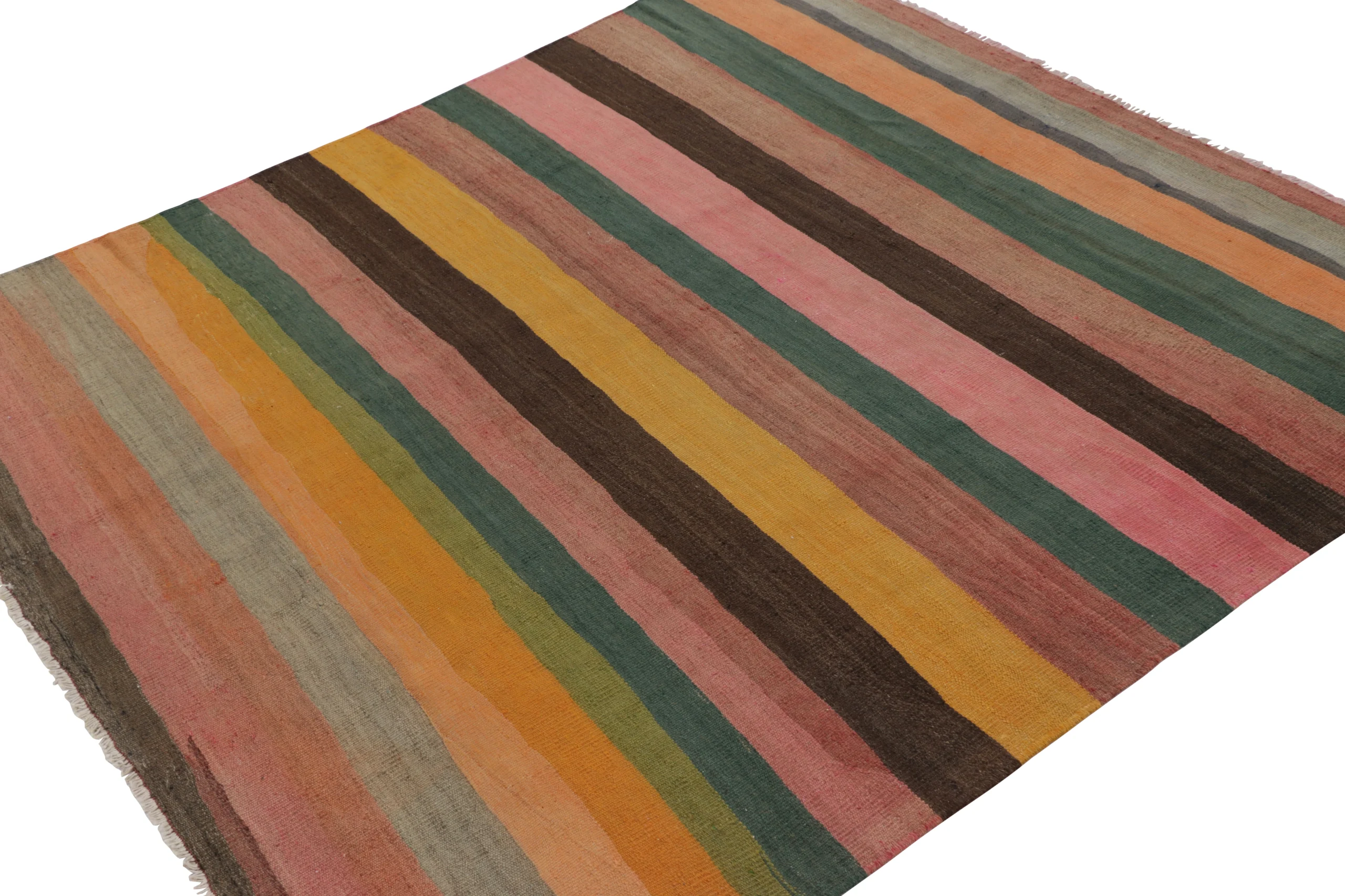 Vintage Shahsavan Striped Square Kilim