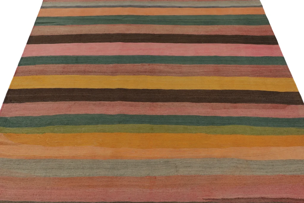 Vintage Shahsavan Striped Square Kilim