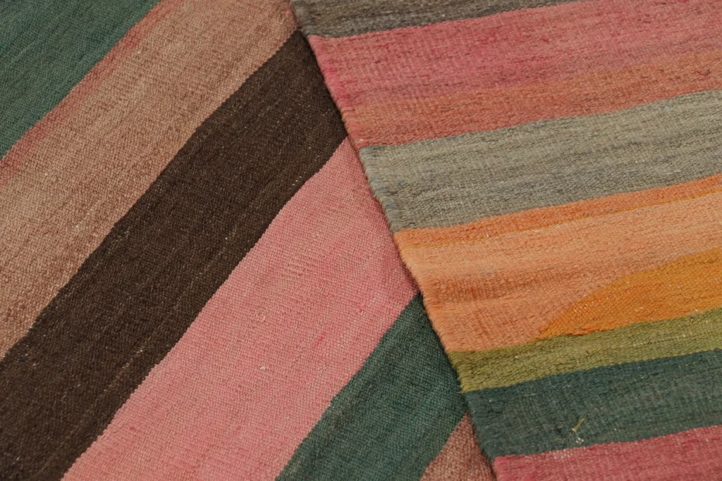Vintage Shahsavan Striped Square Kilim