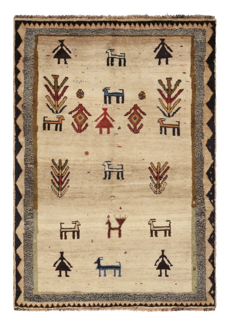Vintage Gabbeh Pictorial Rug