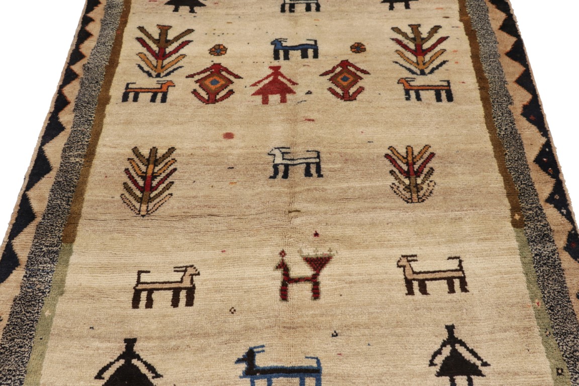 Vintage Gabbeh Pictorial Rug