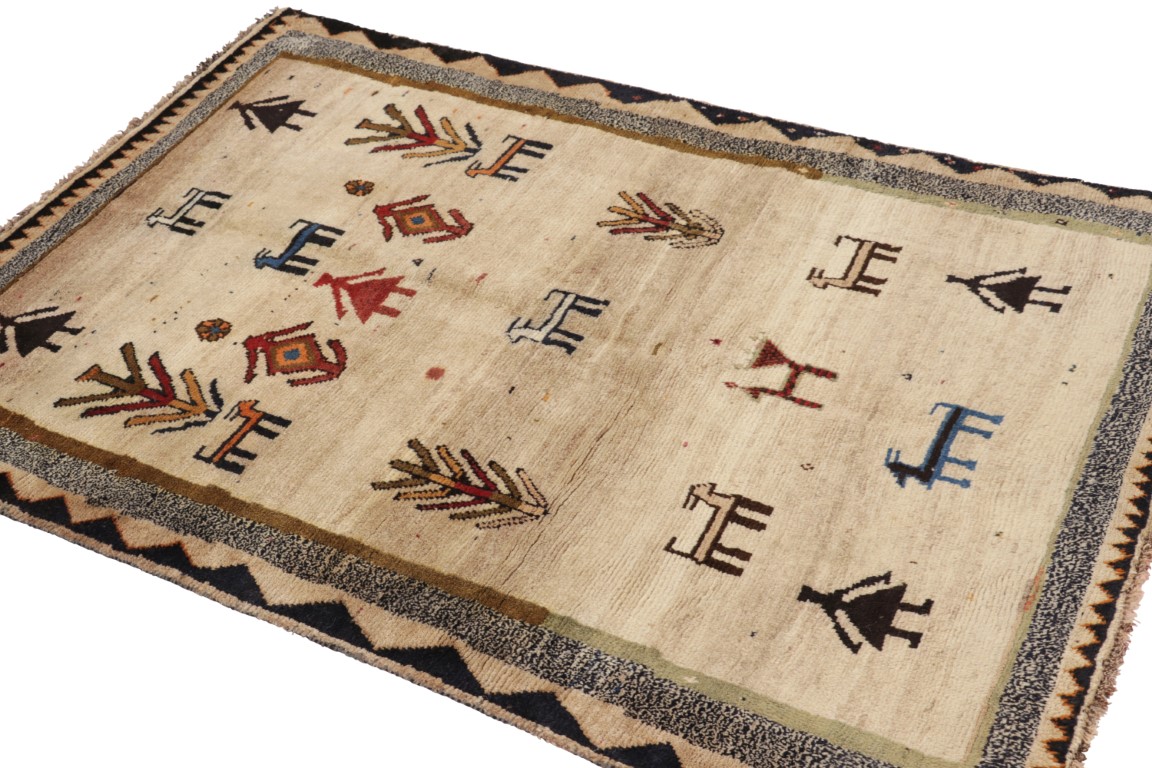Vintage Gabbeh Pictorial Rug