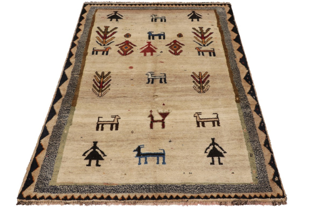 Vintage Gabbeh Pictorial Rug