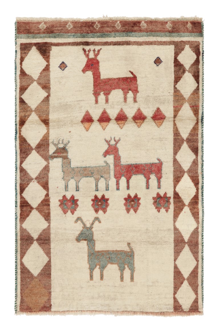 Vintage Gabbeh Pictorial Rug