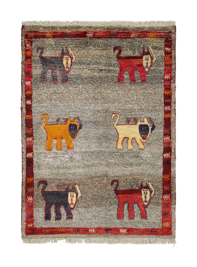 Vintage Gabbeh Pictorial Rug