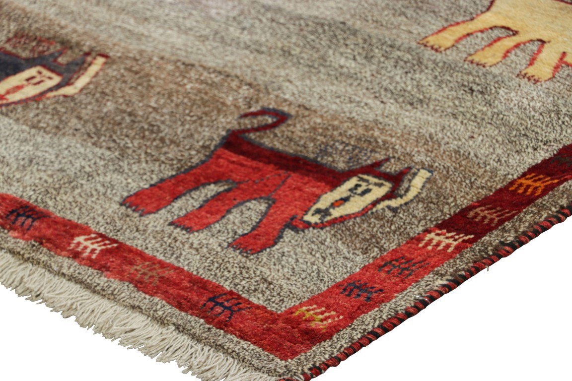Vintage Gabbeh Pictorial Rug