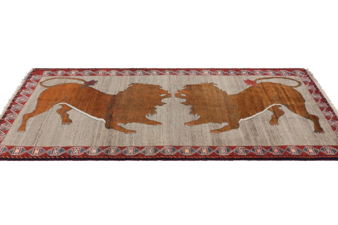 Vintage Gabbeh Pictorial Rug