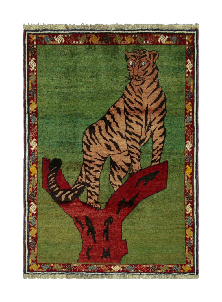 Vintage Gabbeh Pictorial Rug