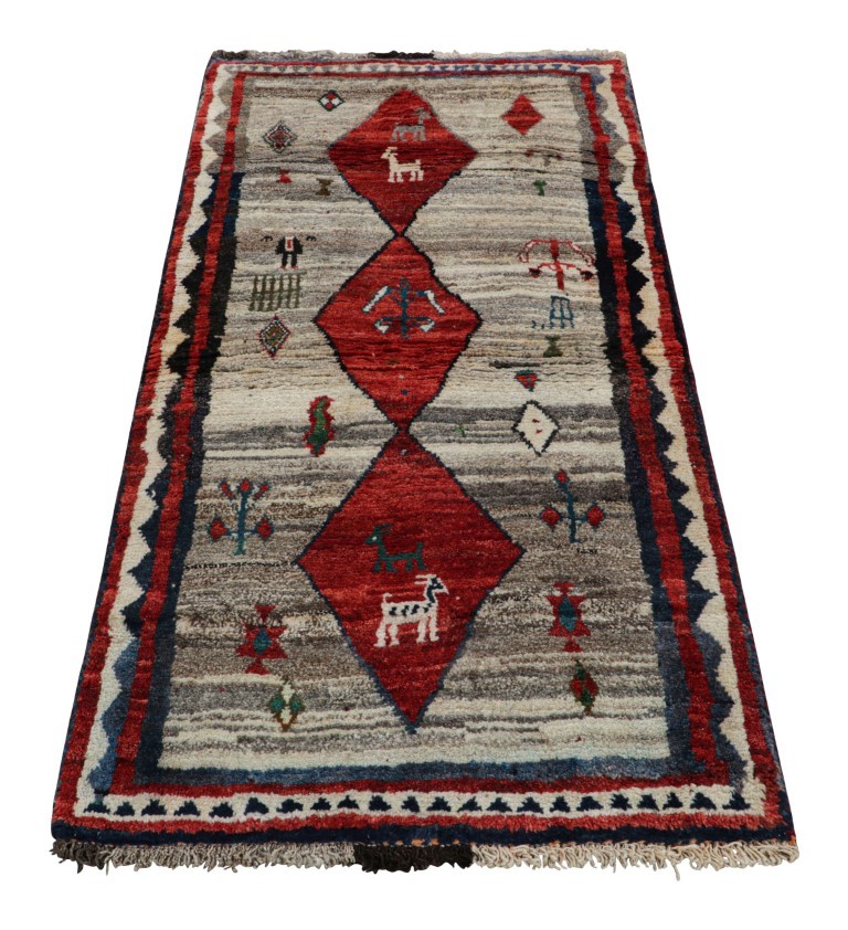 Vintage Gabbeh Pictorial Rug