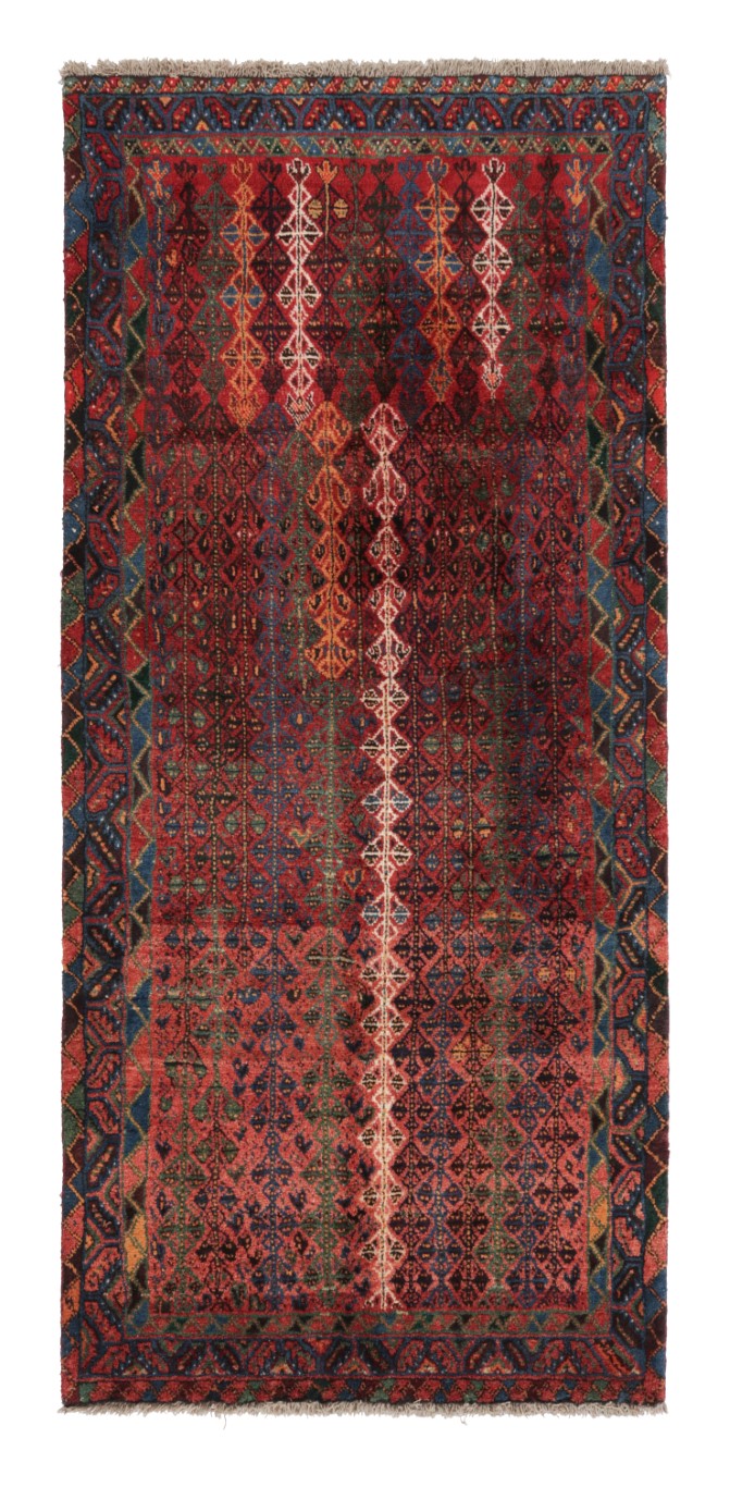 Vintage Qashqai Persian Geometric Runner Rug