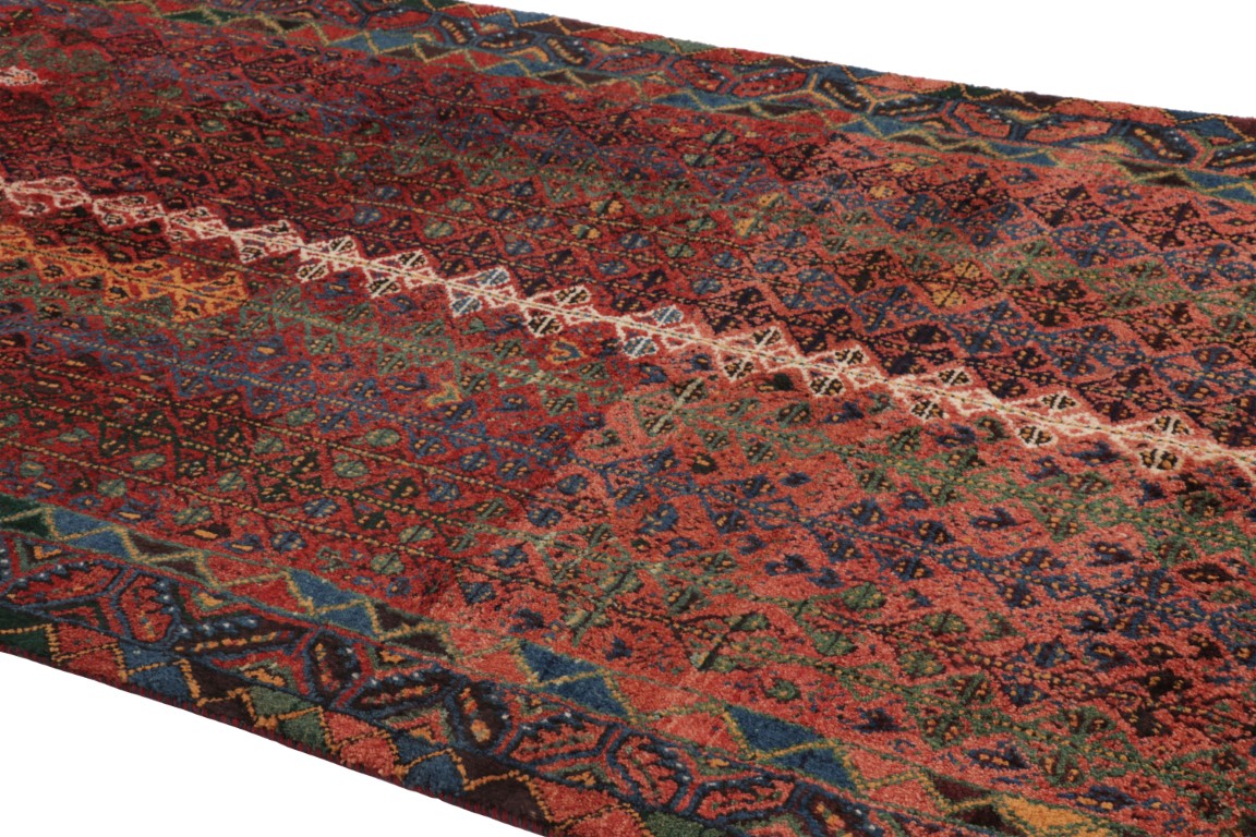 Vintage Qashqai Persian Geometric Runner Rug