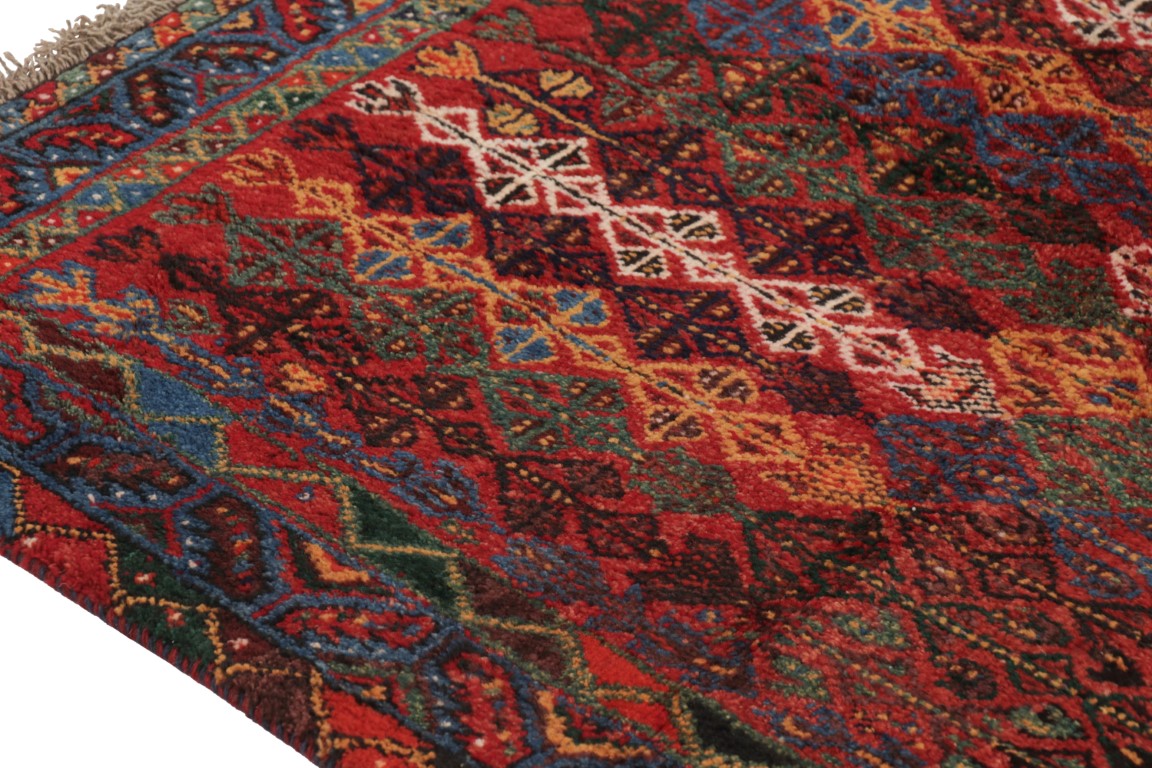 Vintage Qashqai Persian Geometric Runner Rug