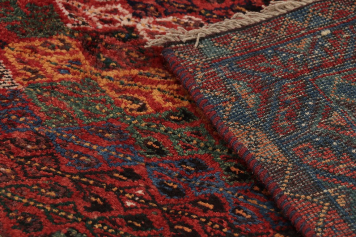 Vintage Qashqai Persian Geometric Runner Rug