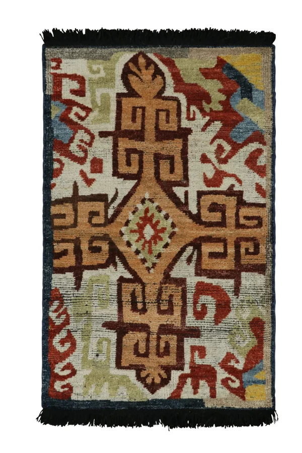 Rug & Kilim’s Kaitag Rug with Colorful Geometric Medallion and Patterns
