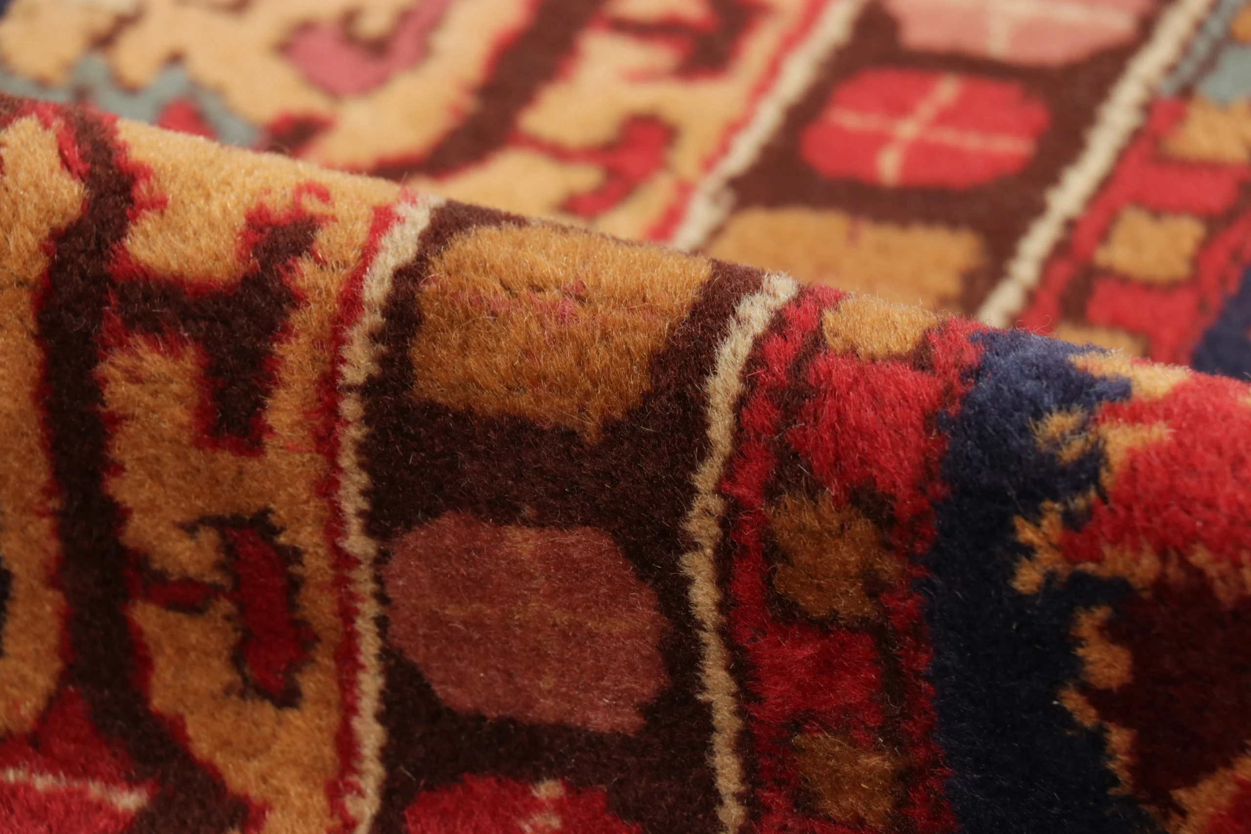 Antique Tetex Hooked Rug, Red Geometric