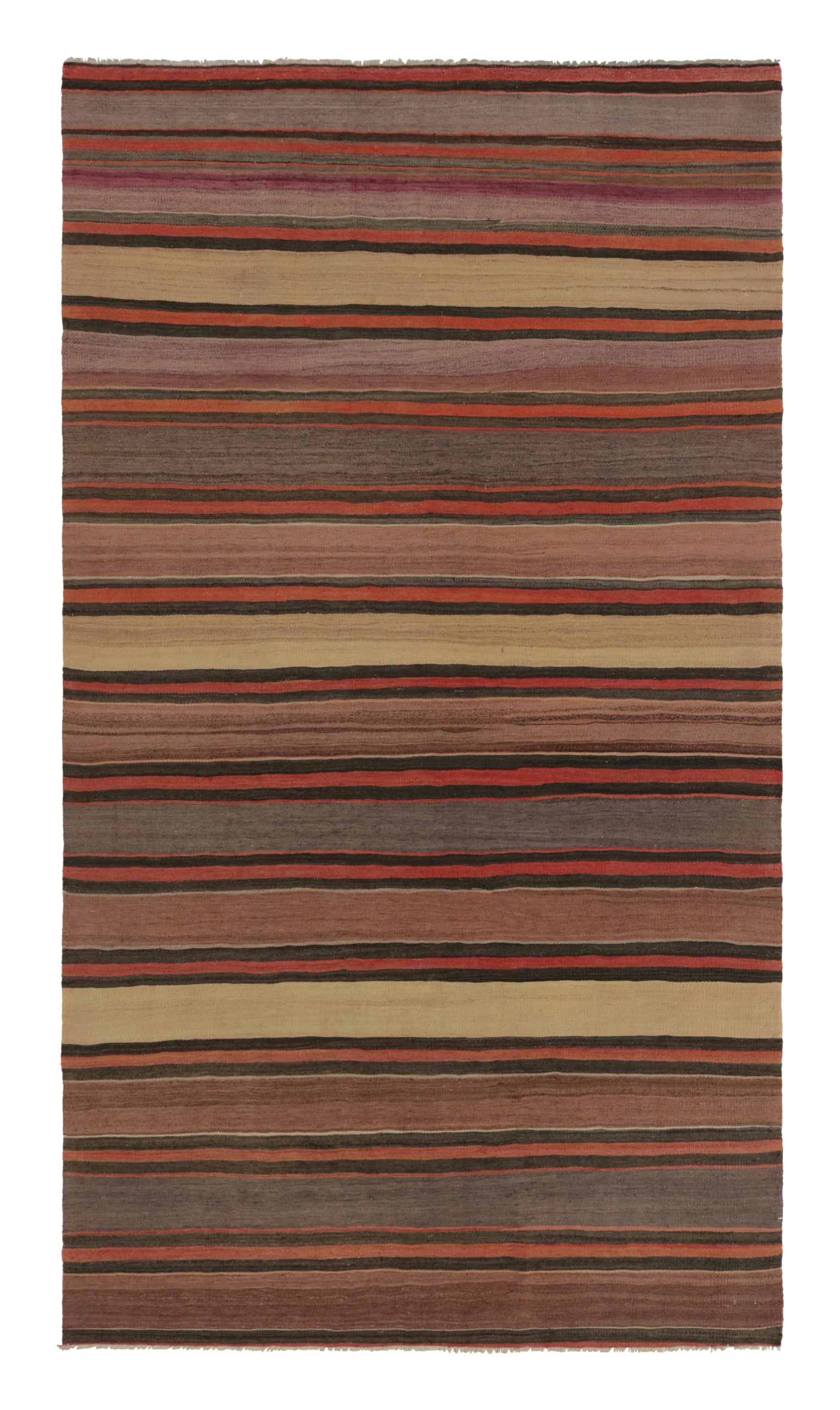 Vintage Shahsavan Striped Geometric Persian Kilim