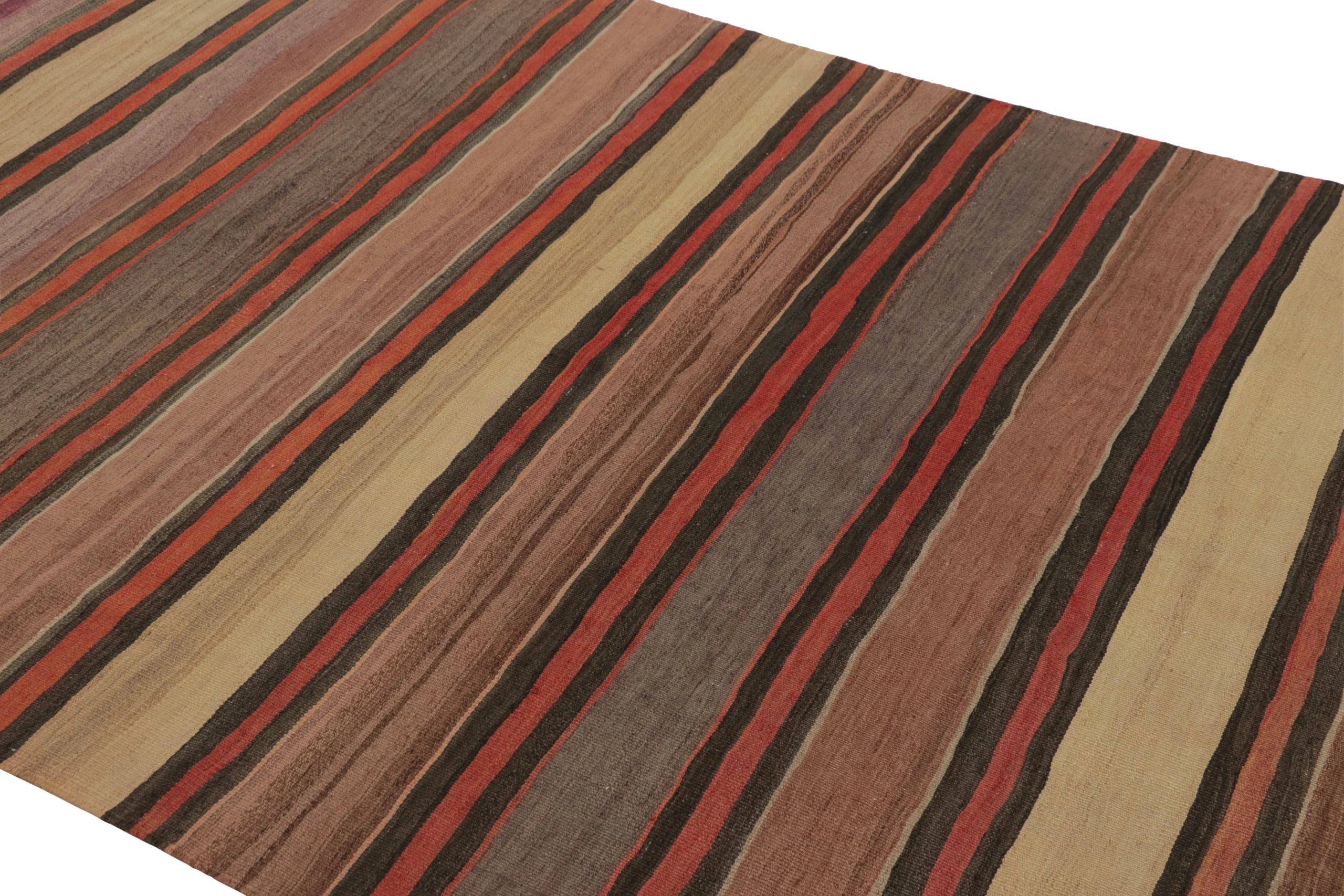 Vintage Shahsavan Striped Geometric Persian Kilim