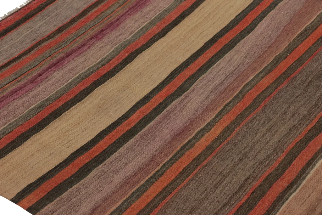 Vintage Shahsavan Striped Geometric Persian Kilim