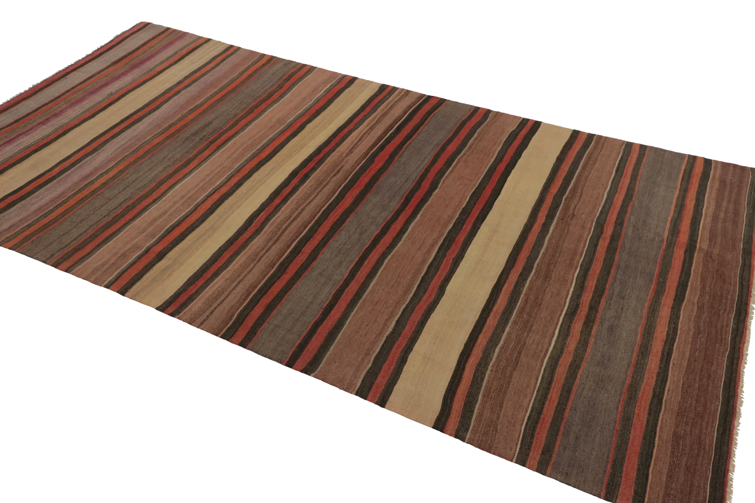 Vintage Shahsavan Striped Geometric Persian Kilim