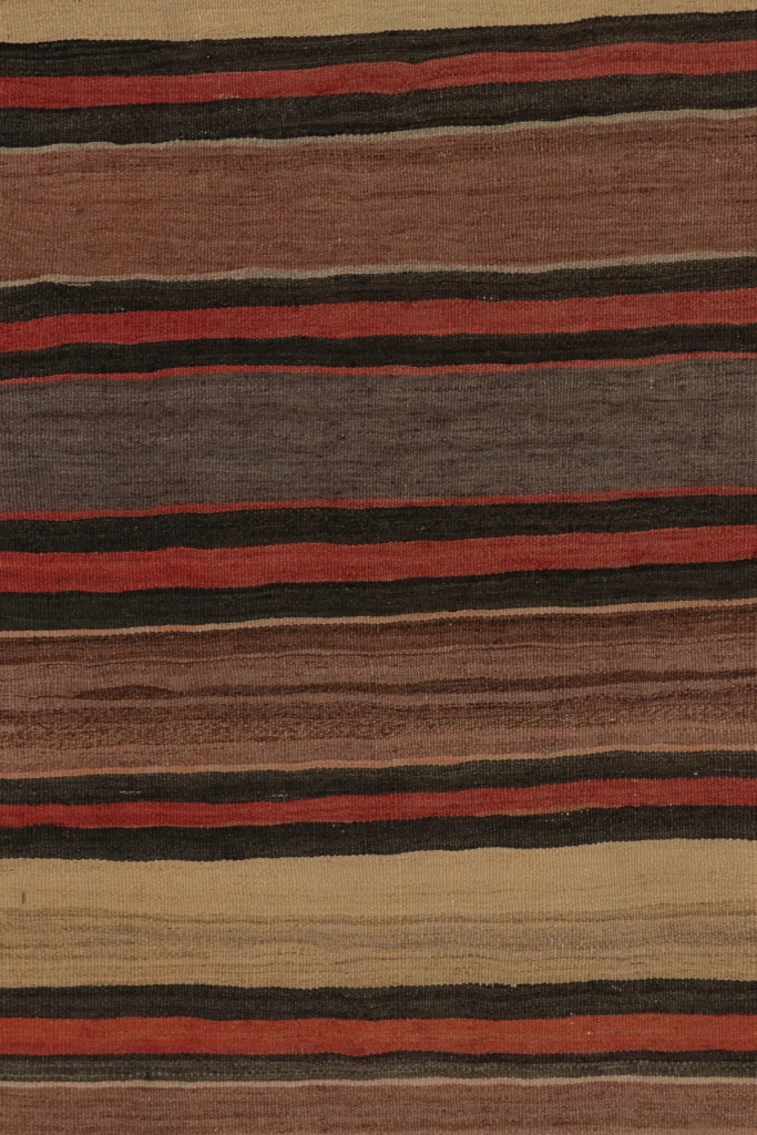 Vintage Shahsavan Striped Geometric Persian Kilim