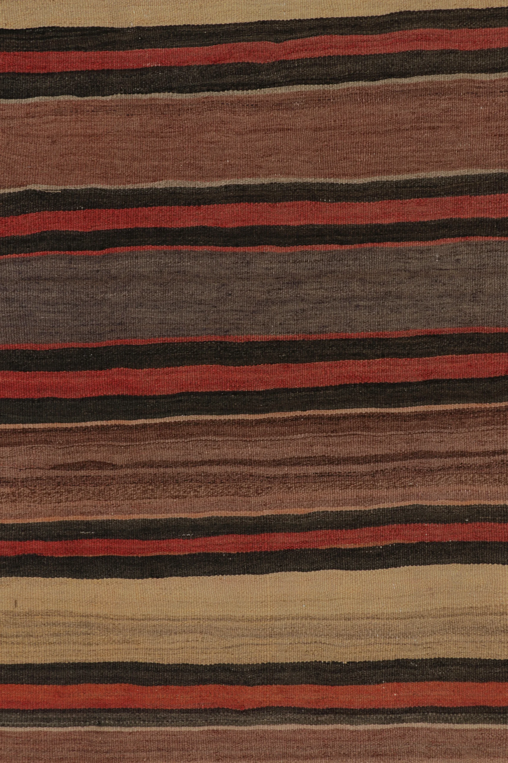 Vintage Shahsavan Striped Geometric Persian Kilim