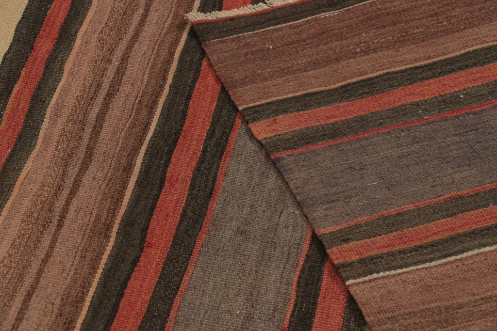 Vintage Shahsavan Striped Geometric Persian Kilim