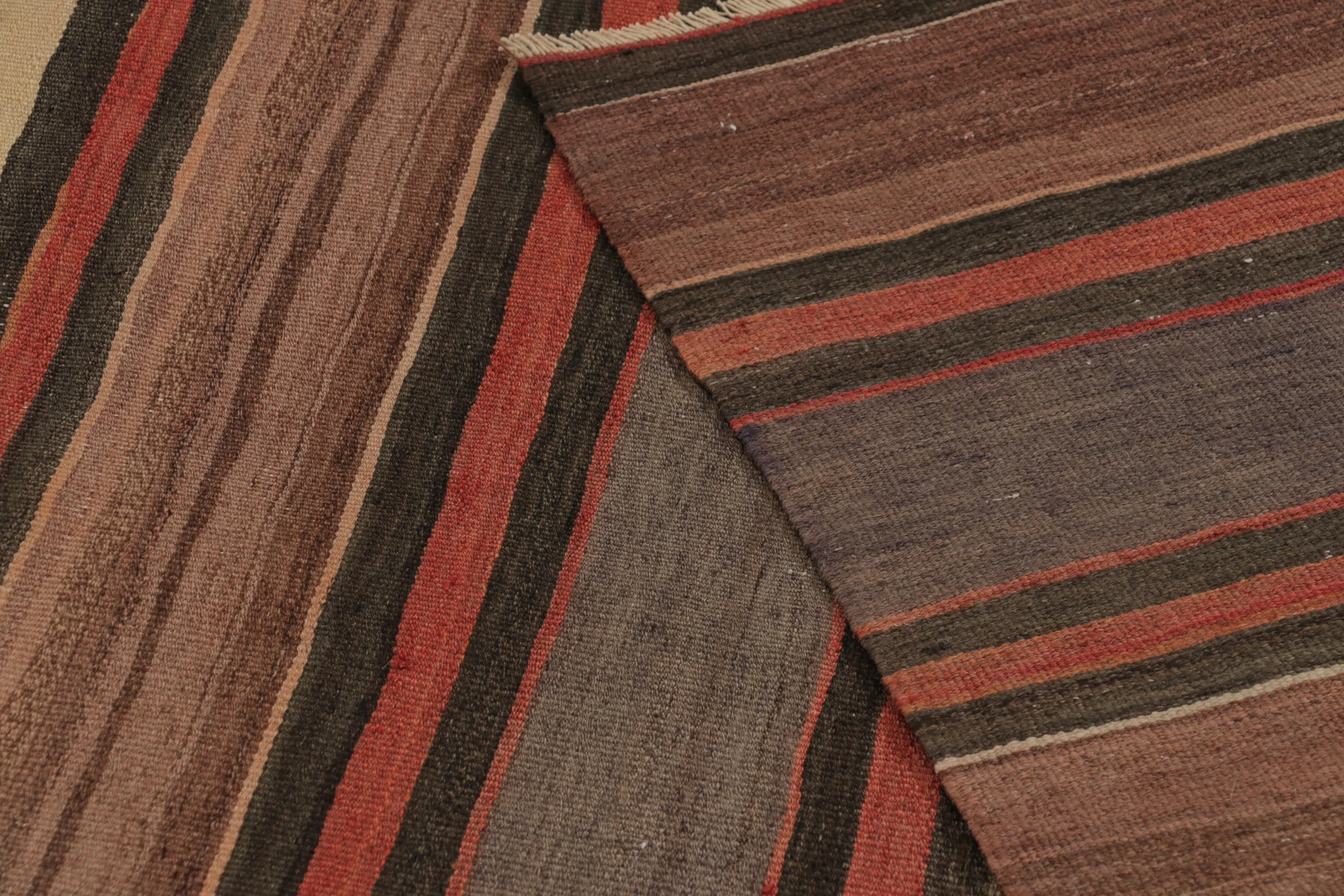 Vintage Shahsavan Striped Geometric Persian Kilim