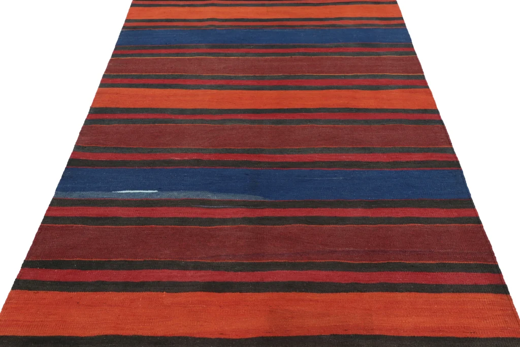 Vintage Shahsavan Striped Geometric Kilim