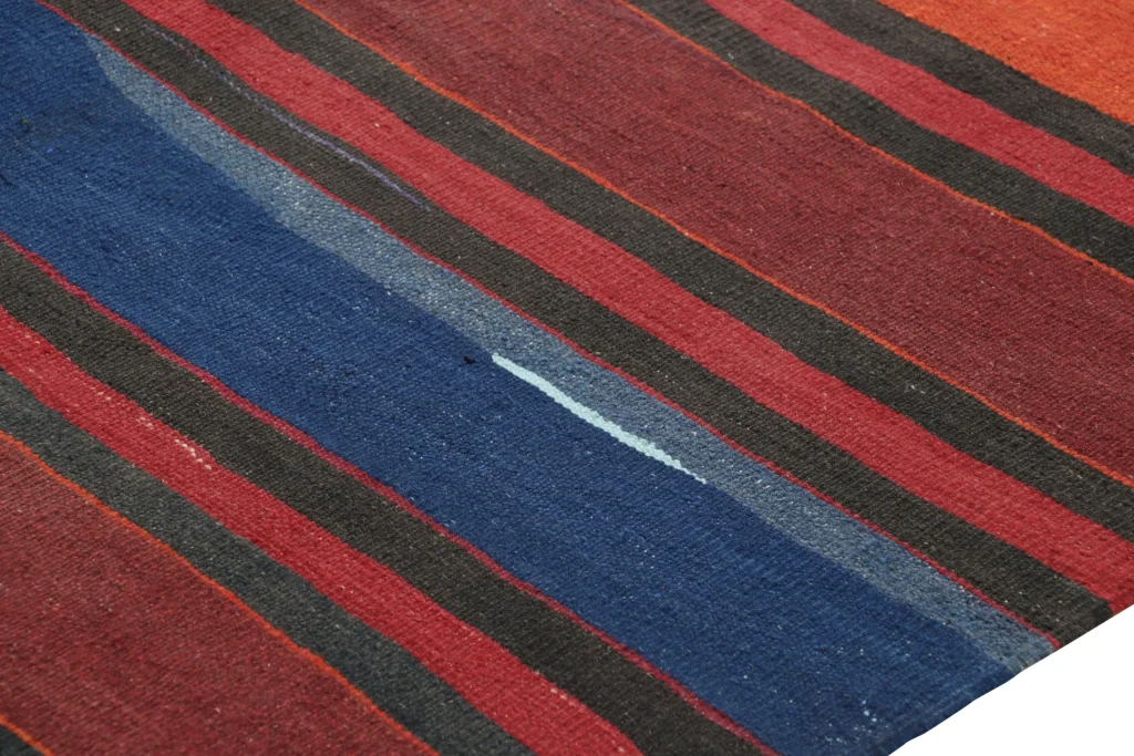 Vintage Shahsavan Striped Geometric Kilim
