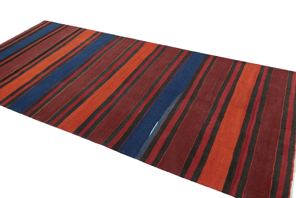 Vintage Shahsavan Striped Geometric Kilim