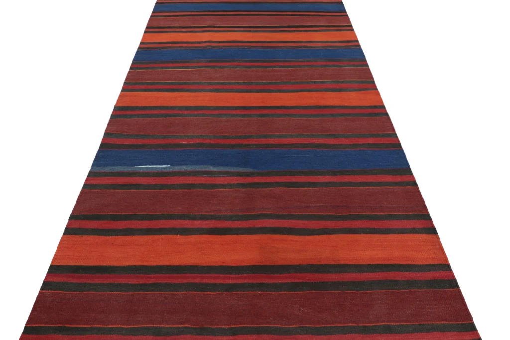 Vintage Shahsavan Striped Geometric Kilim