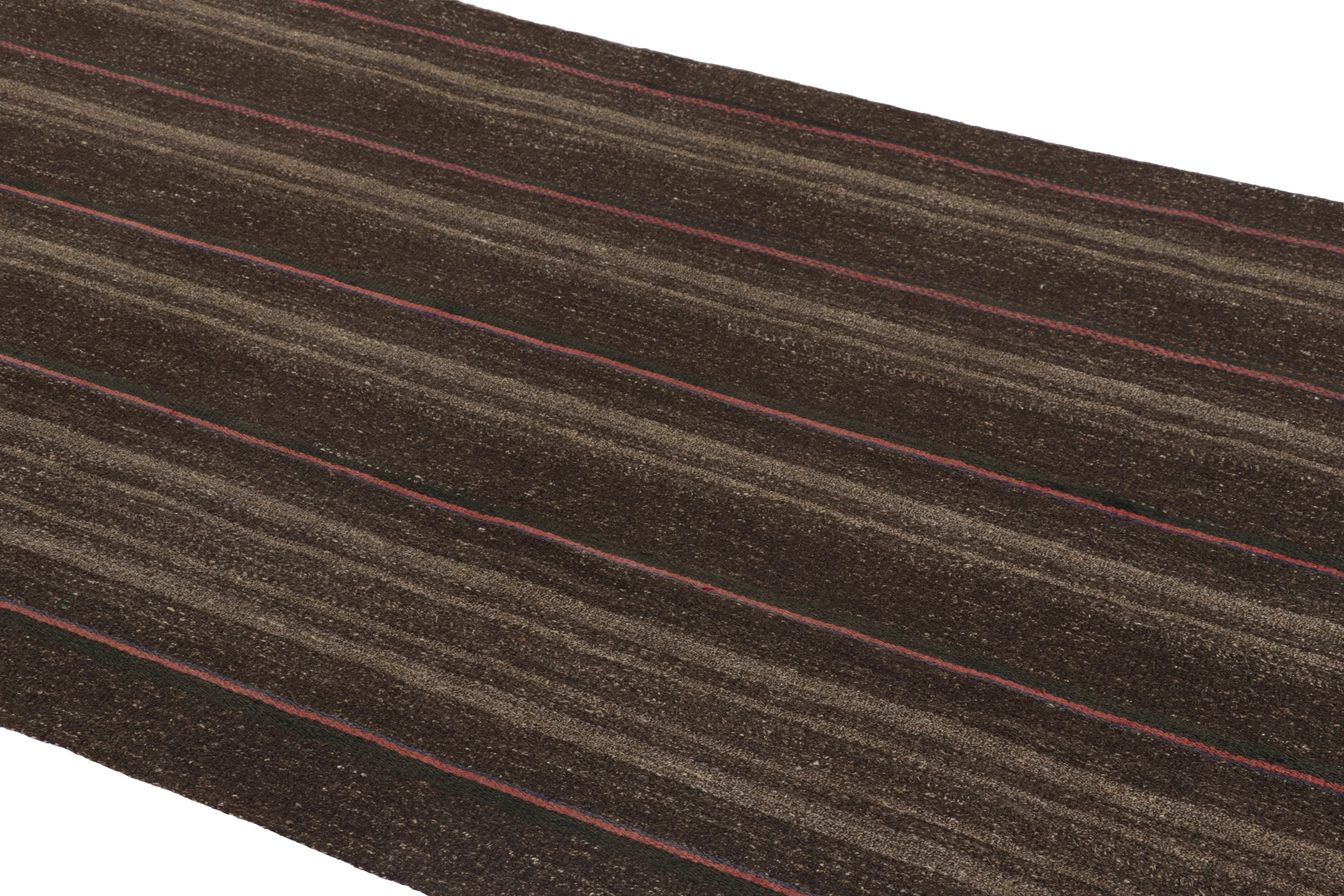Vintage Azerbaijani Striped Geometric Kilim