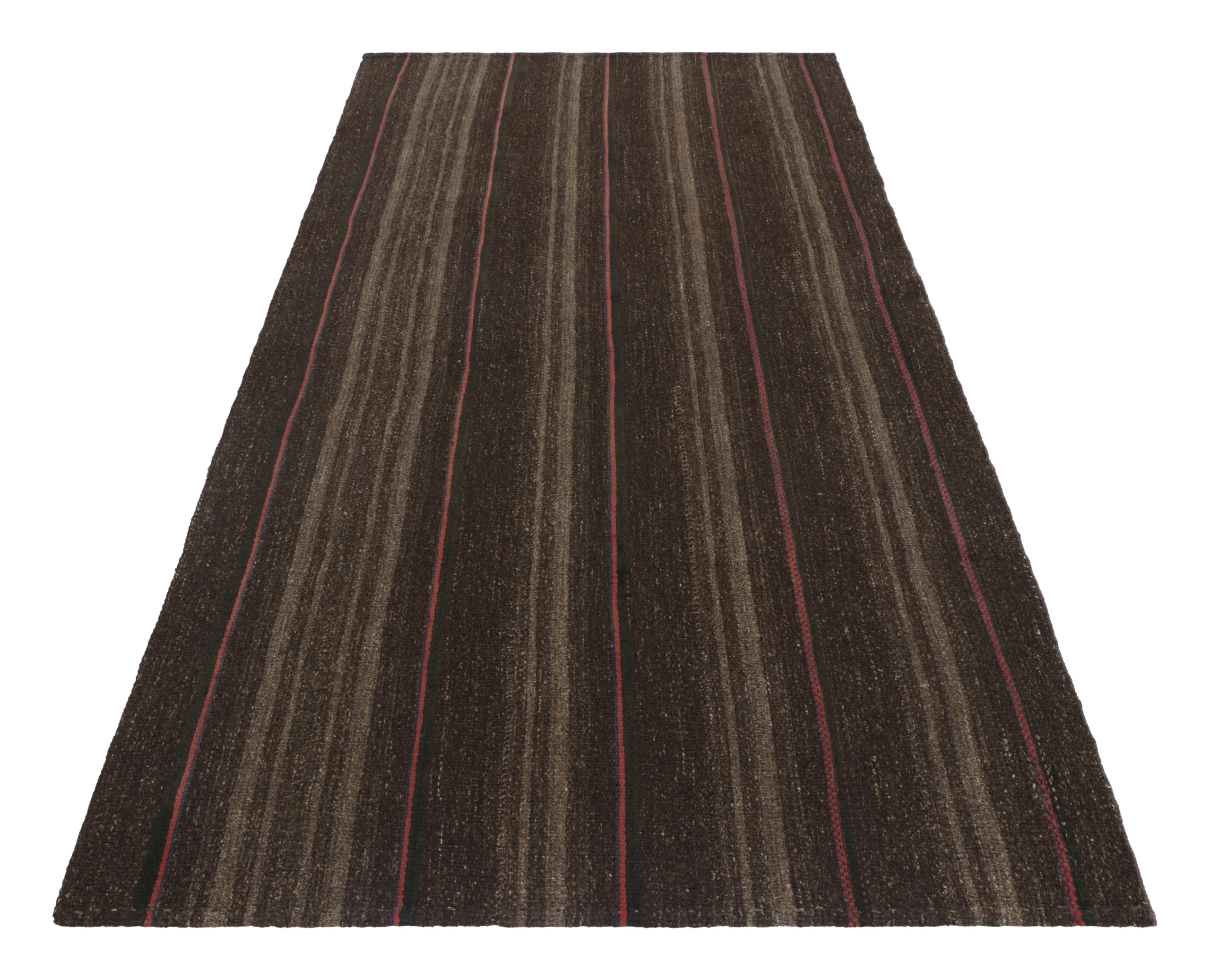 Vintage Azerbaijani Striped Geometric Kilim