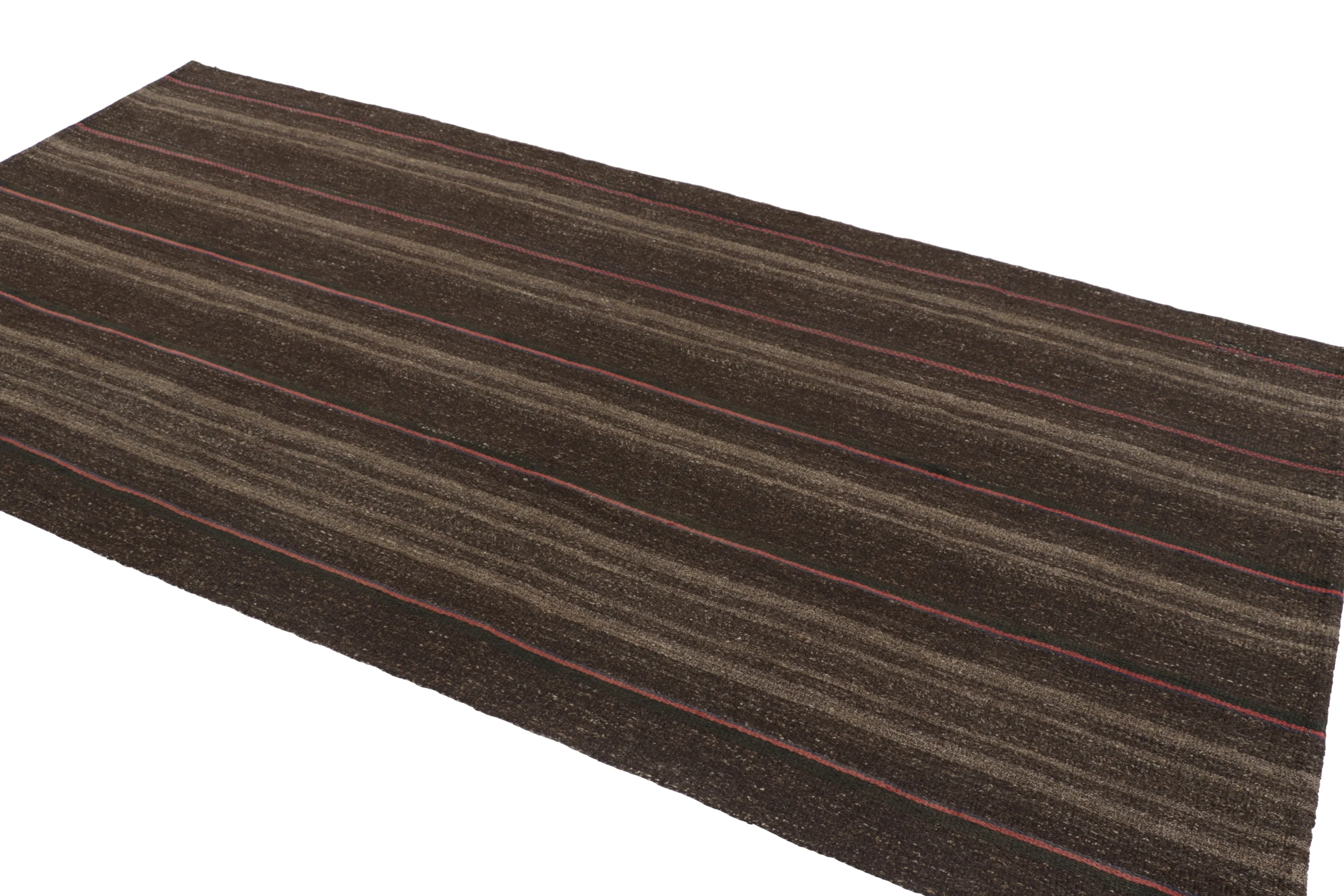 Vintage Azerbaijani Striped Geometric Kilim