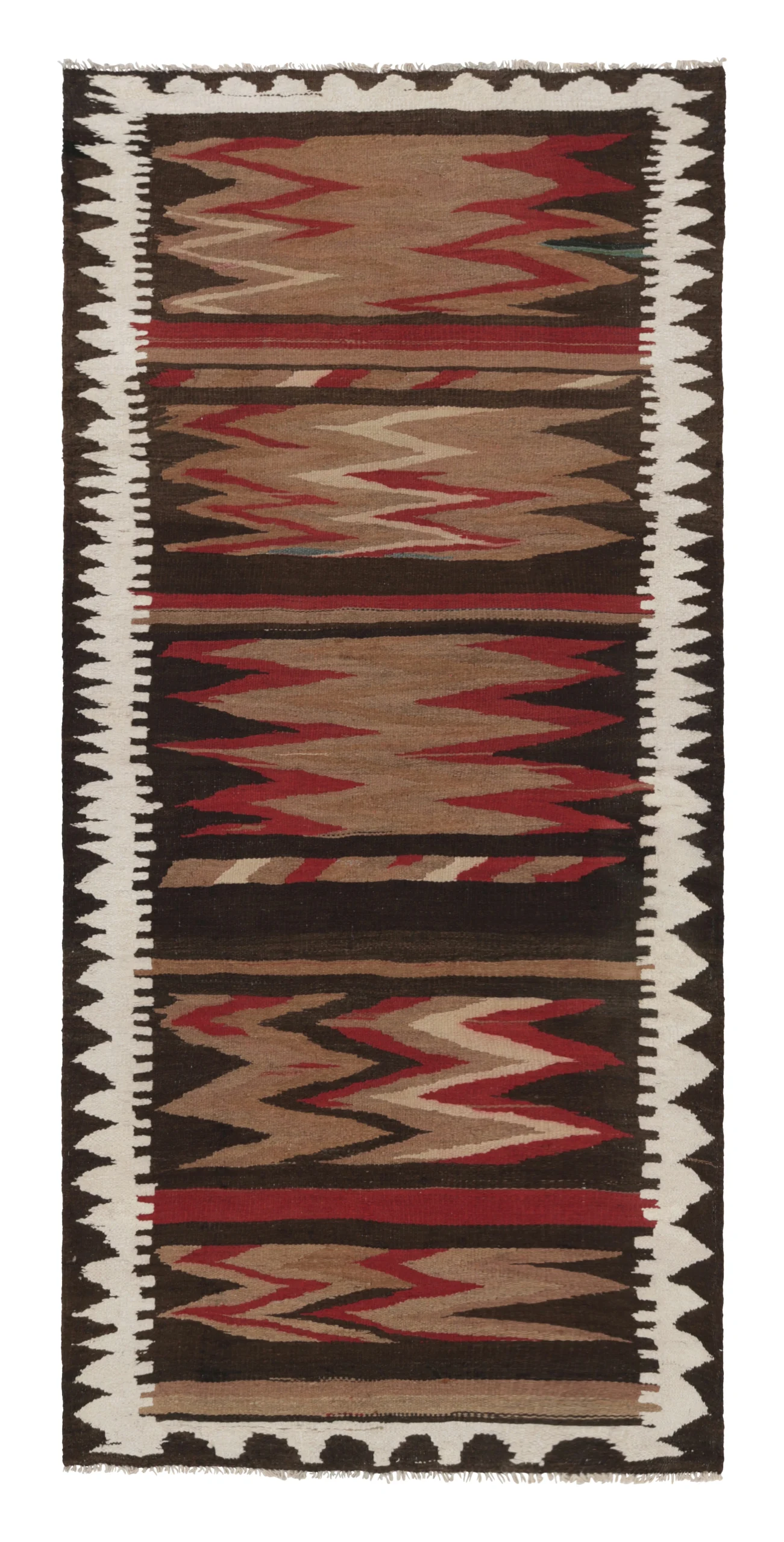 Vintage Shahsavan Striped Geometric Kilim Runner