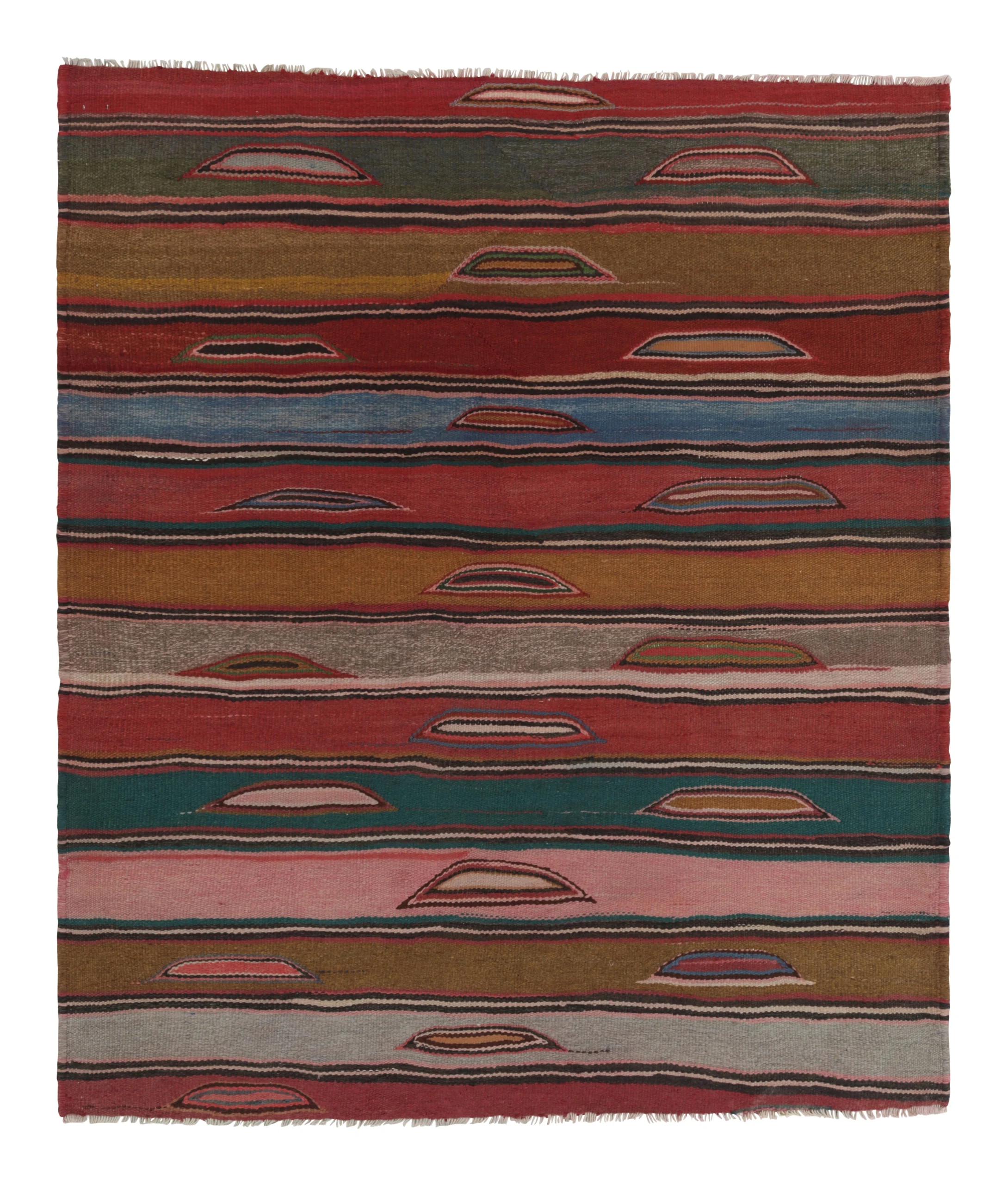 Vintage Heriz Striped Square Kilim