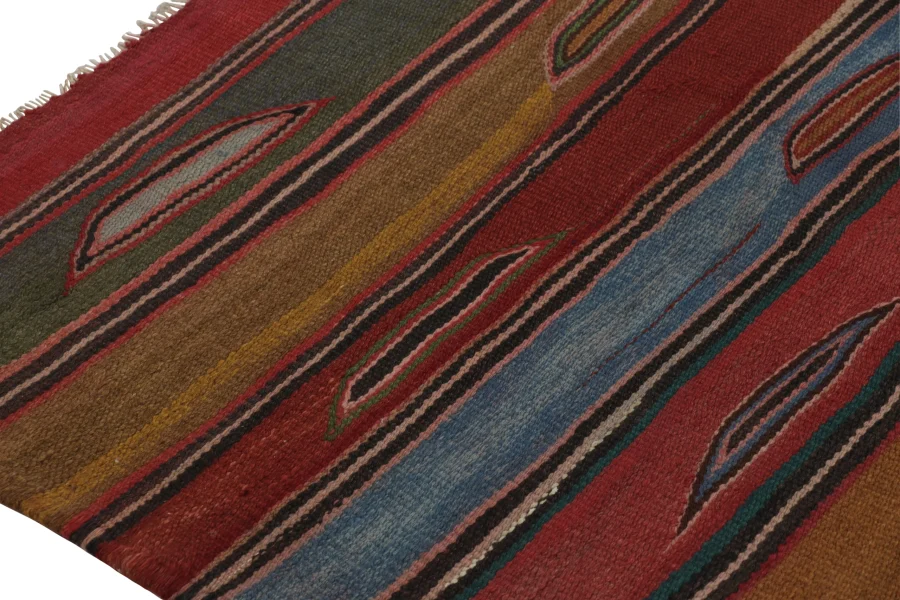 Vintage Heriz Striped Square Kilim