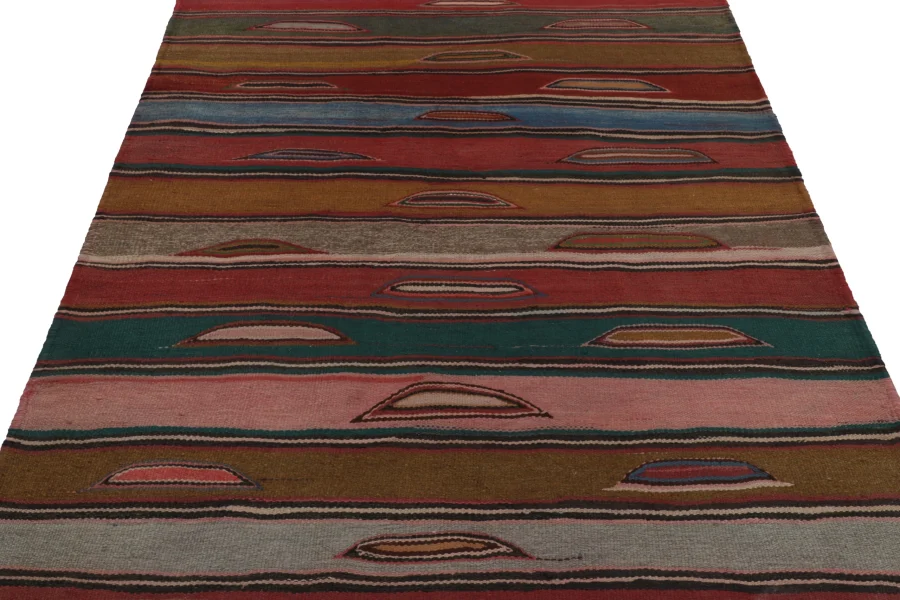 Vintage Heriz Striped Square Kilim