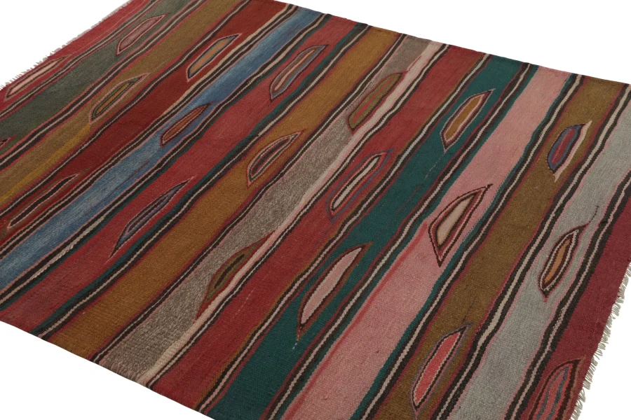 Vintage Heriz Striped Square Kilim